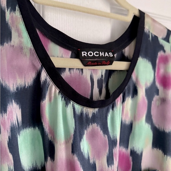 Rochas silk tie-waist abstract printed summer resort dress - size FR 42 (US 12) - Picture 4 of 6